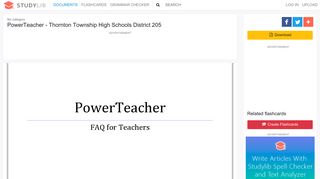 PowerTeacher - Thornton Township High Schools District 205