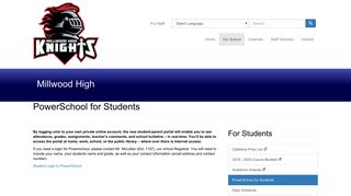PowerSchool for Students | Millwood High