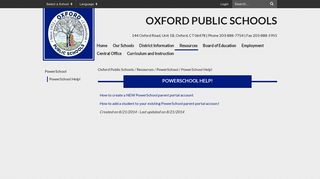 PowerSchool Help! - Oxford Public Schools