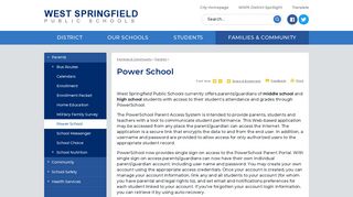 Power School | West Springfield Public Schools