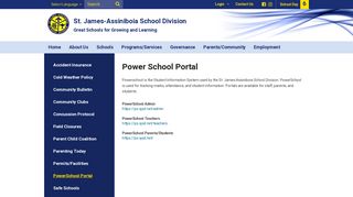 Power School Portal - St. James-Assiniboia School Division - sjasd.ca