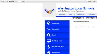 PowerSchool - Information • Page - Washington Local Schools