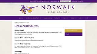 Links and Resources – Staff – Norwalk High School
