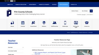 Teacher Resources / Overview - Pitt County Schools