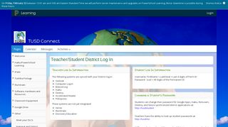 PowerSchool Learning : TUSD Connect : Teacher/Student District Log In