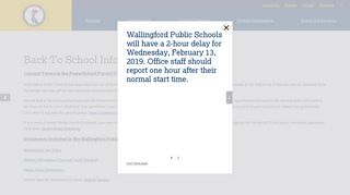 Back To School Information - Wallingford Public Schools