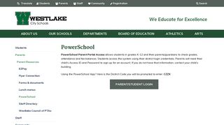 PowerSchool - Westlake City School District - Westlake City Schools