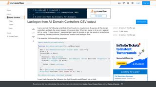 Lastlogon from All Domain Controllers CSV output - Stack Overflow