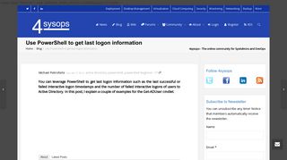 Use PowerShell to get last logon information – 4sysops