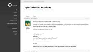 Topic: Login Credentials to website | PowerShell.org