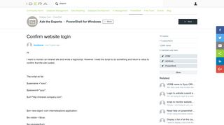 Confirm website login - PowerShell for Windows - Ask the Experts ...