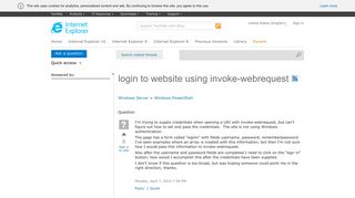 login to website using invoke-webrequest - Microsoft
