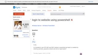 login to website using powershell - Microsoft