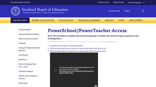 PowerSchool/PowerTeacher Access - Stratford Public Schools