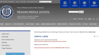Useful Links - Ronald Reagan Middle School