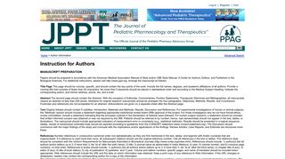 Pediatric Pharmacy Advocacy Group - Author Information - JPPT