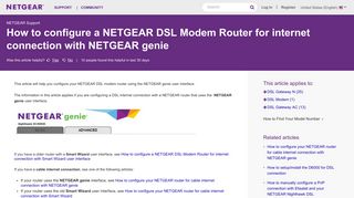 How to configure a NETGEAR DSL Modem Router for ... - Netgear KB