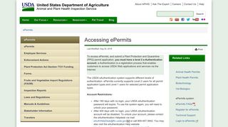 USDA APHIS | Accessing ePermits