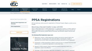 PPSA Registrations - ESC Corporate Services