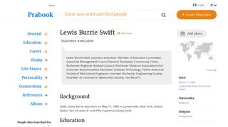 Lewis Burrie Swift (born March 17, 1885), American business ...