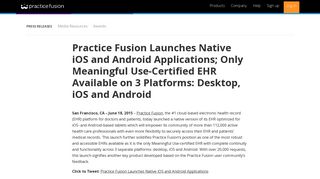 Practice Fusion Launches Native iOS and Android Applications