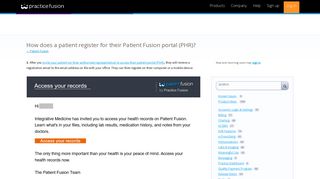 How does a patient register for their Patient Fusion portal (PHR ...