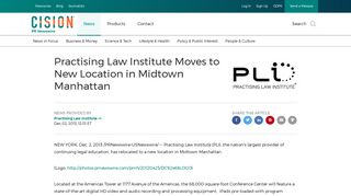 Practising Law Institute Moves to New Location in Midtown Manhattan