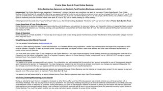 Internet Banking Terms and Conditions - Prairie State Bank and Trust
