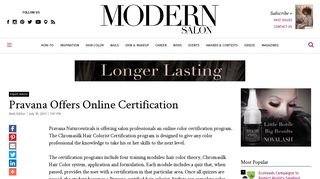 Pravana Offers Online Certification - Career - Modern Salon