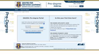 OAUCDL Pre-degree Portal - Centre for Distance Learning, Obafemi ...