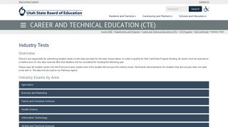 Industry Tests - Utah State Board of Education - Utah.gov