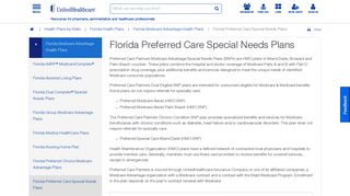 Florida Preferred Care Special Needs Plans | UHCprovider.com