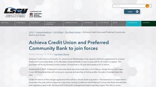 Achieva Credit Union and Preferred Community Bank to join forces ...