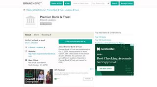 Premier Bank & Trust - 4 Locations, Hours, Phone Numbers …