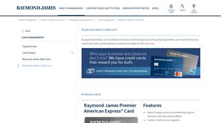 Raymond James Credit Card - Cash Management | Raymond James