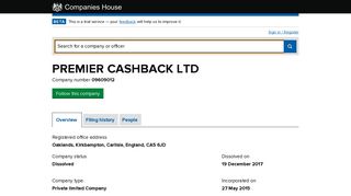 PREMIER CASHBACK LTD - Overview (free company information ...