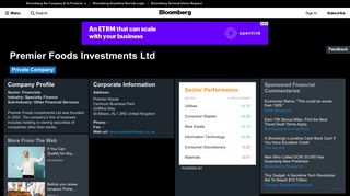 Premier Foods Investments Ltd: Company Profile - Bloomberg