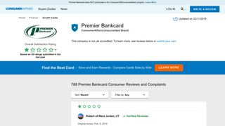 Premier Bankcard 785 Reviews (with Ratings) | ConsumerAffairs