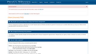Client (Insured) FAQ - Premium Assignment Corporation
