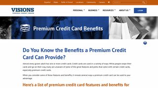 Premium Credit Card Benefits - Visions Federal Credit Union