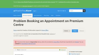 Problem Booking an Appointment on Premium Centre - a Freedom of ...