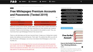 Free Whitepages Premium Accounts and Passwords (Tested 2018)
