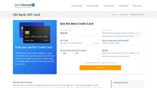 SBI Bank Gift Card, Prepaid Cards, Apply Online - Paisabazaar.com