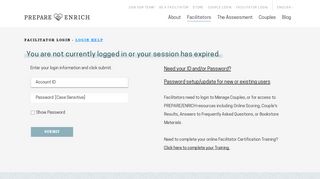 Login - PREPARE/ENRICH - Access Facilitator Resources