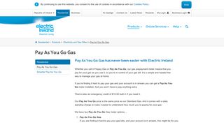 Prepay, Pay As You Go Gas | Electric Ireland