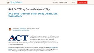 ACT Prep — Practice Tests, Study Guides, and ... - PrepScholar Blog