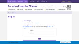 Account login - Pre-school Learning Alliance