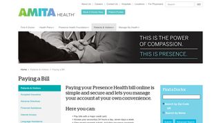 Paying a Bill | Patients & Visitors | Presence Health
