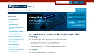 Online Banking Presidential Bank | Personal Online Banking