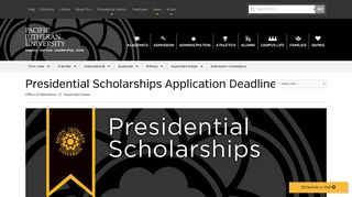 Presidential Scholarships Application Deadline | Admission | PLU